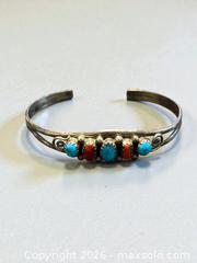MaxSold Auction: Sterling Silver Turquoise and Coral Navajo Cuff Bracelet 7.82g - Esquimalt (British Columbia, Canada) PARTNER MANAGED Estate Sale Online Auction - Lampson Street