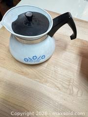 MaxSold Auction: CorningWare Cornflower Blue Casserole Dish & Stovetop Percolator - Raleigh (North Carolina, USA) PARTNER MANAGED Downsizing Online Auction -  Tipping Circle