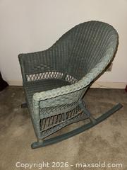 MaxSold Auction: Green Wicker/Rattan Rocking Chair, Rustic Single Seat - Raleigh (North Carolina, USA) PARTNER MANAGED Downsizing Online Auction -  Tipping Circle