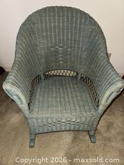 MaxSold Auction: Green Wicker/Rattan Rocking Chair, Rustic Single Seat - Raleigh (North Carolina, USA) PARTNER MANAGED Downsizing Online Auction -  Tipping Circle