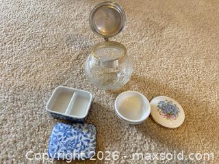 MaxSold Auction: Small Cut Glass and Porcelain Vanity Jars & Trinket Boxes - Raleigh (North Carolina, USA) PARTNER MANAGED Downsizing Online Auction -  Tipping Circle