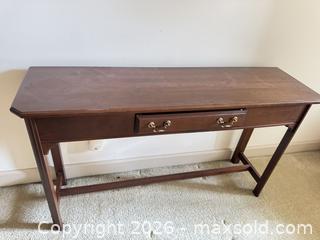 MaxSold Auction: Solid Wood Mahogany Console Table with Single Drawer - Raleigh (North Carolina, USA) SELLER MANAGED Downsizing Online Auction -  Tipping Circle