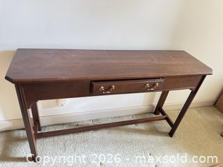 MaxSold Auction: Solid Wood Mahogany Console Table with Single Drawer - Raleigh (North Carolina, USA) SELLER MANAGED Downsizing Online Auction -  Tipping Circle