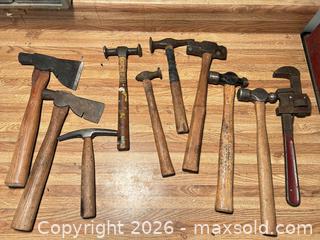 MaxSold Auction: Vintage Wood-Handled Steel Tools: Hammer, Axe, Pipe Wrench (10) - Raleigh (North Carolina, USA) PARTNER MANAGED Downsizing Online Auction -  Tipping Circle