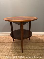 MaxSold Auction: MCM Deilcraft walnut end table with a two-tier design and tripod legs - Toronto (Ontario, Canada) SELLER MANAGED Reseller Online Auction - Kempsell Crescent