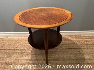 MaxSold Auction: MCM Deilcraft walnut end table with a two-tier design and tripod legs - Toronto (Ontario, Canada) SELLER MANAGED Reseller Online Auction - Kempsell Crescent