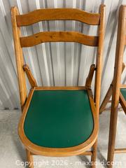 MaxSold Auction: Pair of Hida Sangyo Folding Wooden Chairs with Green Seats - Markham (Ontario, Canada) SELLER MANAGED Estate Sale Online Auction - Copper Creek Drive (STORAGE)