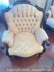 MaxSold Auction: Brocade Cream Chair  - Grimsby (Ontario, Canada) PARTNER MANAGED Downsizing Online Auction - Dorchester Drive              