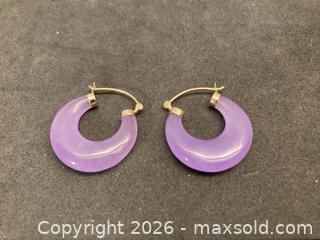 MaxSold Auction: 14KT Purple Jade Hoop Earrings - North Vancouver (British Columbia, Canada) PARTNER MANAGED Downsizing Online Auction - 14th Street West