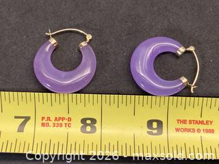 MaxSold Auction: 14KT Purple Jade Hoop Earrings - North Vancouver (British Columbia, Canada) PARTNER MANAGED Downsizing Online Auction - 14th Street West