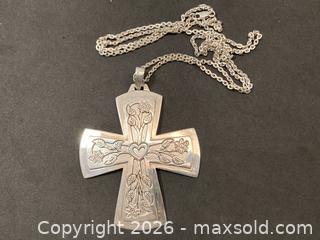 MaxSold Auction: Large Sterling Silver Cross and Chain - North Vancouver (British Columbia, Canada) PARTNER MANAGED Downsizing Online Auction - 14th Street West