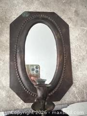 MaxSold Auction: Vintage Indian Brass & Copper Wall Mirror with Candle Sconce - Welland (Ontario, Canada) SELLER MANAGED Reseller Online Auction -  Stern Drive