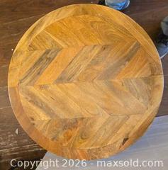 MaxSold Auction: Round Wood Top Table with Metal Base, Made in India - Vancouver (British Columbia, Canada) PARTNER MANAGED Commercial Liquidation Online Auction -  East Hastings