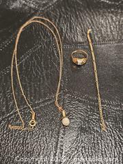 MaxSold Auction: Vintage 14K Gold Ring Necklace Pendant with Pearl & Diamond Accent - Vancouver (British Columbia, Canada) PARTNER MANAGED Commercial Liquidation Online Auction -  East Hastings