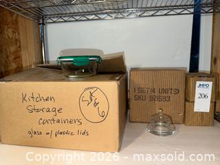 MaxSold Auction: Glass storage & butter dishes NIB - Fremont (California, USA) PARTNER MANAGED Estate Sale Online Auction - Las Palmas Avenue
