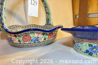 MaxSold Auction: Polish Ceramic Basket & Oval Casserole Dish - Fremont (California, USA) PARTNER MANAGED Estate Sale Online Auction - Las Palmas Avenue