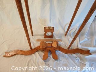 MaxSold Auction: Wooden Clock, Ribbon, and Side Table - Fremont (California, USA) PARTNER MANAGED Estate Sale Online Auction - Las Palmas Avenue