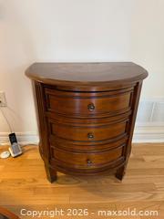 MaxSold Auction: Demi Lune Cherry Wood Three-Drawer Accent Chest - Markham (Ontario, Canada) SELLER MANAGED Moving Online Auction - Winter Creek Crescent
