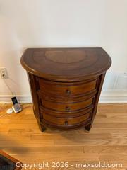 MaxSold Auction: Demi Lune Cherry Wood Three-Drawer Accent Chest - Markham (Ontario, Canada) SELLER MANAGED Moving Online Auction - Winter Creek Crescent