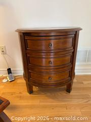 MaxSold Auction: Demi Lune Cherry Wood Three-Drawer Accent Chest - Markham (Ontario, Canada) SELLER MANAGED Moving Online Auction - Winter Creek Crescent