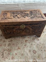 MaxSold Auction: Carved Cedar Chest - Burlington (Ontario, Canada) PARTNER MANAGED Downsizing Online Auction - Cumberland Avenue (STORAGE)