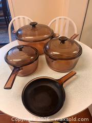 MaxSold Auction: Vintage Visions by Corning Amber Glass Cookware – 4 Pc Set - Toronto (Ontario, Canada) PARTNER MANAGED Estate Sale Online Auction -  Wellington Street East (CONDO)