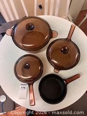 MaxSold Auction: Vintage Visions by Corning Amber Glass Cookware – 4 Pc Set - Toronto (Ontario, Canada) PARTNER MANAGED Estate Sale Online Auction -  Wellington Street East (CONDO)