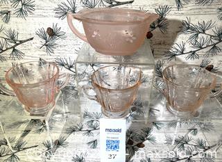 MaxSold Auction: VINTAGE Pink Depression Glass 4 pieces - Lakeland (Florida, USA) SELLER MANAGED Downsizing Online Auction - West Socrum Loop Road