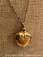 MaxSold Auction: 10K Solid Yellow Gold Heart Pendant & Necklace - 20" - Toronto (Ontario, Canada) SELLER MANAGED Downsizing Online Auction - O'connor Drive (CONDO)