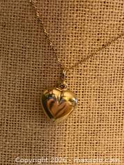 MaxSold Auction: 10K Solid Yellow Gold Heart Pendant & Necklace - 20" - Toronto (Ontario, Canada) SELLER MANAGED Downsizing Online Auction - O'connor Drive (CONDO)