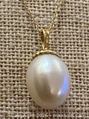 MaxSold Auction: 14K Solid Yellow Gold Necklace with Large Oval Freshwater Pearl, 18 in - Toronto (Ontario, Canada) SELLER MANAGED Downsizing Online Auction - O'connor Drive (CONDO)