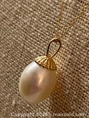 MaxSold Auction: 14K Solid Yellow Gold Necklace with Large Oval Freshwater Pearl, 18 in - Toronto (Ontario, Canada) SELLER MANAGED Downsizing Online Auction - O'connor Drive (CONDO)