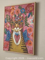 MaxSold Auction: Julia Eves Acrylic Cat Painting on Framed Vertical Canvas - 23x18 - Toronto (Ontario, Canada) SELLER MANAGED Downsizing Online Auction - O'connor Drive (CONDO)
