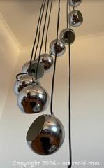 MaxSold Auction: RARE Mid Century Modern Italy 1970s Meblo Guzzini / Chrome Ten Ball Spiral Cascade Swag Chandelier / Space Age Design / Atomic Style - Toronto (Ontario, Canada) SELLER MANAGED Downsizing Online Auction - O'connor Drive (CONDO)