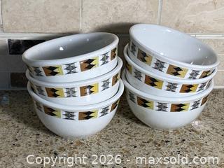 MaxSold Auction: Set of 6 Steelite Carnaby Geometric Retro Bowls, Made in England - Toronto (Ontario, Canada) SELLER MANAGED Downsizing Online Auction - O'connor Drive (CONDO)