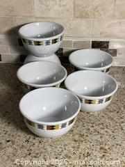 MaxSold Auction: Set of 6 Steelite Carnaby Geometric Retro Bowls, Made in England - Toronto (Ontario, Canada) SELLER MANAGED Downsizing Online Auction - O'connor Drive (CONDO)