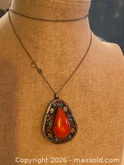 MaxSold Auction: Sterling Silver 925 Coral & Turquoise Ethnic Pendant Necklace Italy - Toronto (Ontario, Canada) SELLER MANAGED Downsizing Online Auction - O'connor Drive (CONDO)