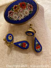 MaxSold Auction: Vintage Italian Micro Mosaic Cloisonné Brooch & Dangle Earring Set - Toronto (Ontario, Canada) SELLER MANAGED Downsizing Online Auction - O'connor Drive (CONDO)