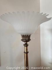 MaxSold Auction: Antique Brass Floor Lamp with Frosted Glass Shade - Toronto (Ontario, Canada) SELLER MANAGED Estate Sale Online Auction - Lake Shore Boulevard West (CONDO)
