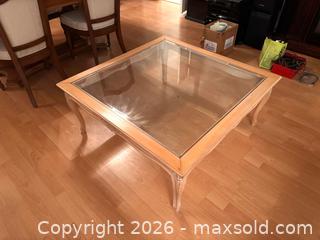 MaxSold Auction: French Provincial Light Wood Coffee Table with Glass Top - Toronto (Ontario, Canada) SELLER MANAGED Estate Sale Online Auction - Lake Shore Boulevard West (CONDO)