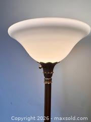 MaxSold Auction: Traditional Brass Torchiere Floor Lamp with White Glass Shade - Toronto (Ontario, Canada) SELLER MANAGED Estate Sale Online Auction - Lake Shore Boulevard West (CONDO)
