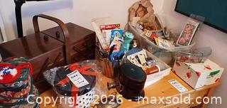 MaxSold Auction: Lot of Sewing Supplies with Wooden Sewing Box & Candlestick C - Toronto (Ontario, Canada) Downsizing Online Auction - Century Drive