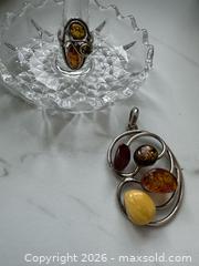 MaxSold Auction: Sterling silver Amber pendant and ring  - Oshawa (Ontario, Canada) SELLER MANAGED Estate Sale Online Auction -  Maddock Drive