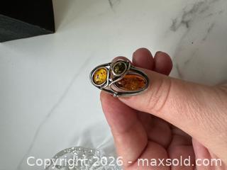 MaxSold Auction: Sterling silver Amber pendant and ring  - Oshawa (Ontario, Canada) SELLER MANAGED Estate Sale Online Auction -  Maddock Drive