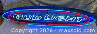 MaxSold Auction:  Bud light Neon Giant 55 inch LARGE Liquor Store Display long oval Surf Board size - Idaho Springs (Colorado, USA) PARTNER MANAGED Estate Sale Online Auction - Idaho Street