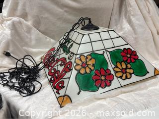 MaxSold Auction: Coca Cola Vintage Stained Glass Hanging Swag Lamp ( Lucite) - Idaho Springs (Colorado, USA) PARTNER MANAGED Estate Sale Online Auction - Idaho Street