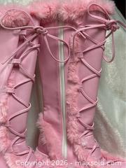 MaxSold Auction: DEMONIA Size 9 Camel-311 knee-high boot Pink High Furry Boots  - Idaho Springs (Colorado, USA) PARTNER MANAGED Estate Sale Online Auction - Idaho Street