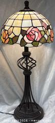 MaxSold Auction: Tiffany Style TALL Roses stained Glass table Lamp - Idaho Springs (Colorado, USA) PARTNER MANAGED Estate Sale Online Auction - Idaho Street