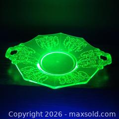 MaxSold Auction: Anchor Hocking Princess Pattern Uranium Glass Handled Dish – Glows - Toronto (Ontario, Canada) SELLER MANAGED Downsizing Online Auction - Esandar Drive (STORAGE)