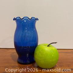 MaxSold Auction: Cobalt Blue Ruffled Glass Vase – 6.75? High – Decorative Art Glass - Toronto (Ontario, Canada) SELLER MANAGED Downsizing Online Auction - Esandar Drive (Storage)